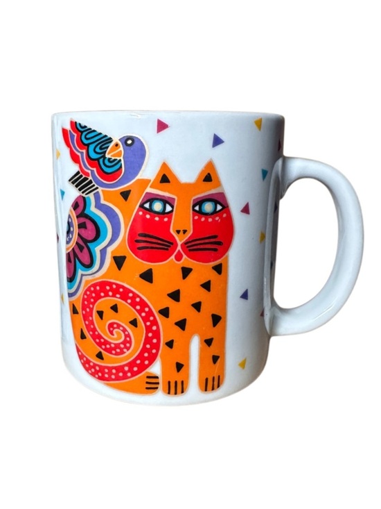 Laurel Burch Other - Laurel Burch White Mug with Purple and Pink Cat Motif